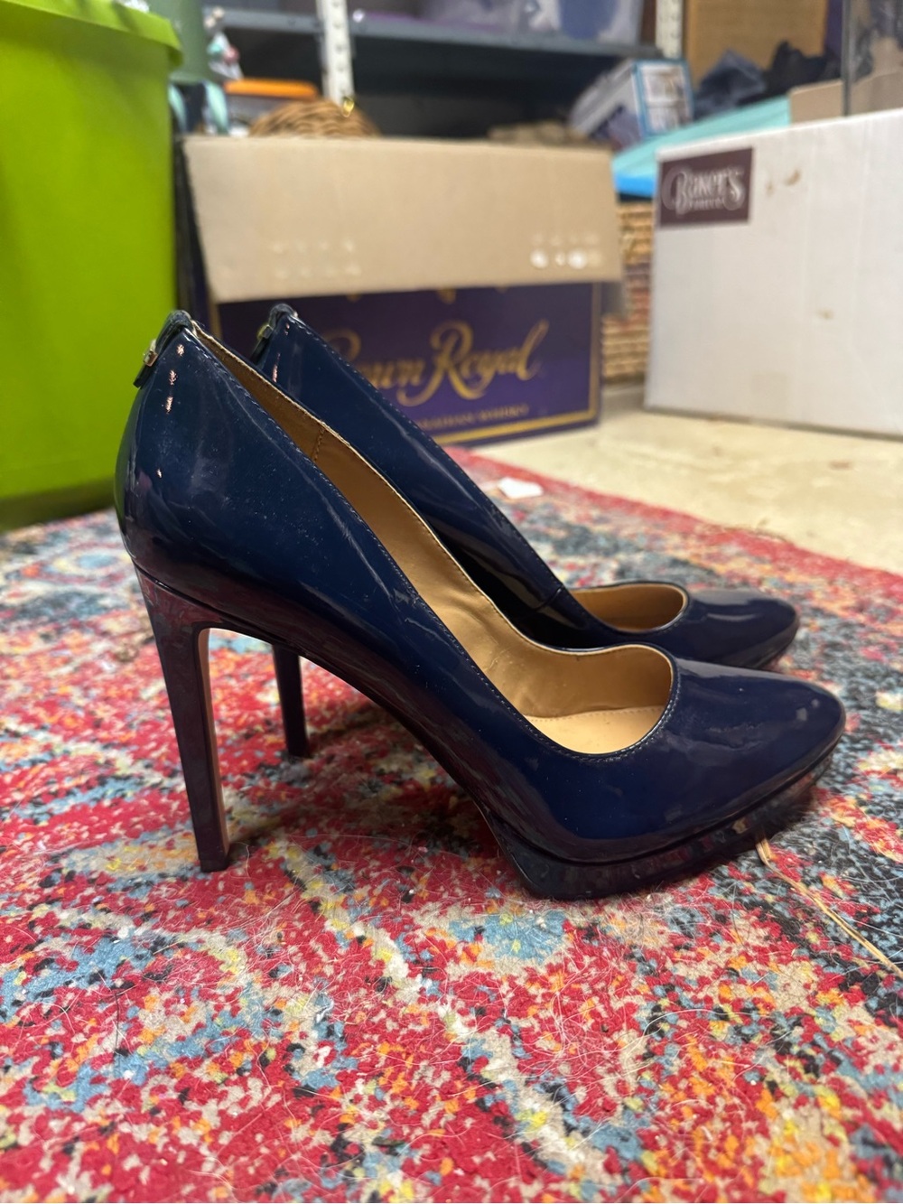 Calvin Klein Navy Patent High Heel Pumps